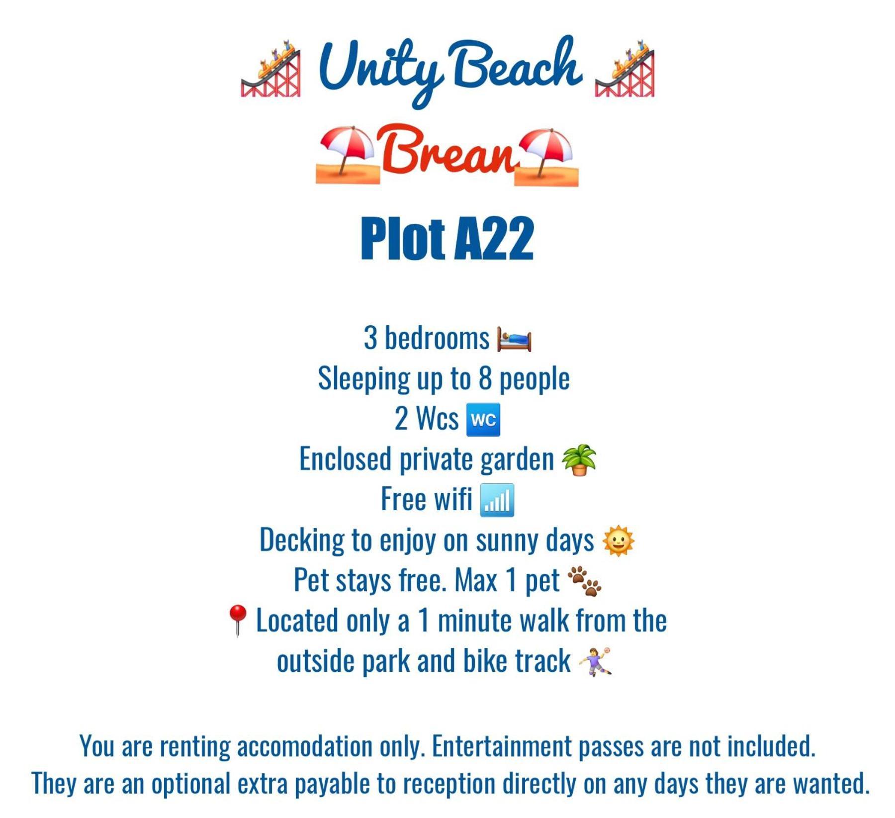 A22 Unity Beach Holiday Resort Unity Brean Sleeps 8 People 3 Bedrooms 1 Pet Stays Free Berrow 외부 사진